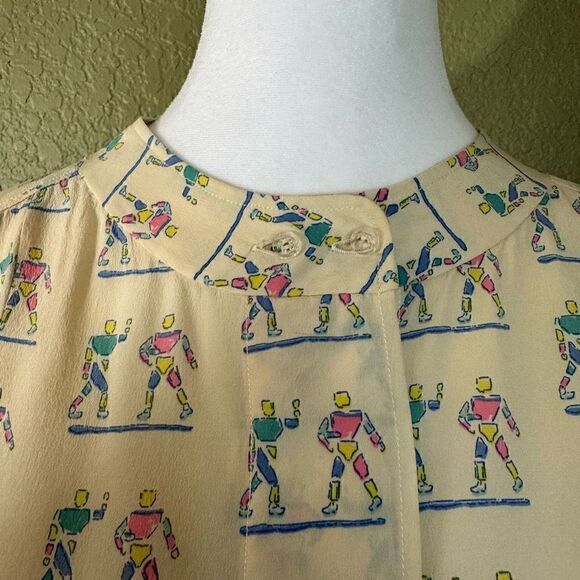 Chloe Size EU 38 The Human Life Sleeveless Tan Blouse Top Shirt Mock Neck Rare - Picture 3 of 6